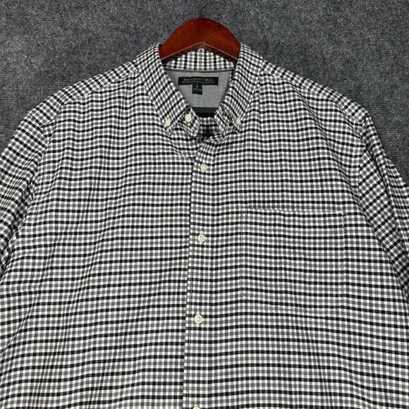 Banana Republic Oxford Shirt Mens XL Tailored Slim Fit Gray Black Check Cotton - Picture 5 of 9